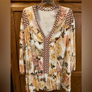 Maaji Floral Cover-Up with V-Neck - Cream and Yellow